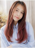 ツヤ感ワインレッドこなれモテエアストレートa上尾10代20代30代