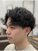 シャドウパーマメンズパーママッシュアップバングショート
