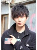 ほぐれパーマ メンズ フェザーマッシュ 2ブロック テクノ