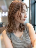 くびれヘア/シースルーバング/ヌーディーカラーi韓国風/小顔ヘア
