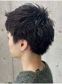 メンズ/アップバング/ツーブロックマッシュ/束感ショート/波巻き