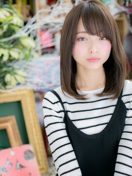 カバーヘア ブリス 上尾西口店(COVER HAIR bliss) 斜めバングオリーブアッシュ小顔ストレートh2上尾20代30代40代!