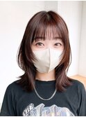 顔まわりウルフ_レッドブラウンハッシュカット_ba463342