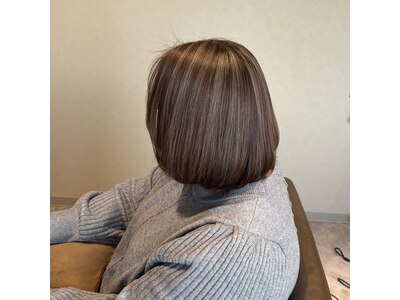 ハイライトで透明感のあるColor☆彡髪質改善疎水化TRでツヤ髪。