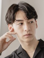センターパートニュアンスパーマワンカールパーマ韓国コンマヘア