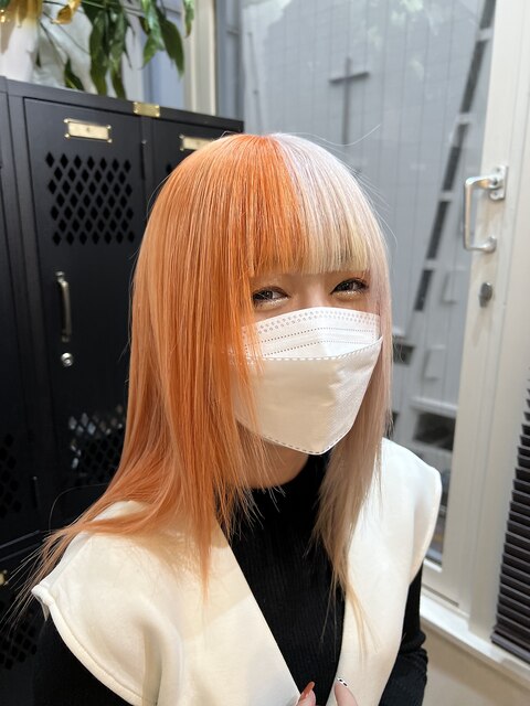 2025年春】オレンジ×ホワイトのツートンカラーのヘアスタイル｜BIGLOBE 