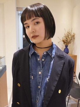 ヤイエ 青山店(yiye) 大人ボブ大人ショートボブ切りっぱなしボブ前髪あり前下がりボブ