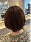オレンジブラウン×ショートボブ