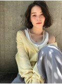 くせ毛風☆切りっぱなしアッシュブラウンボブ