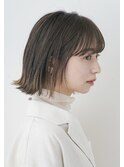 20代30代おすすめ大人ナチュラル耳掛けボブ×カーキアッシュ