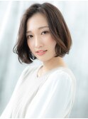 大人フェミニン前下がり小顔かきあげボブa古河20代30代40代