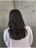 巻き髪ロングレイヤー　暗髪　アッシュグレージュ　おおたかの森