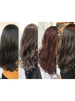 トリートメント成分たっぷり配合の髪質改善カラーで、髪がしっとり潤う☆髪がきれいになって肌トーンもUP！