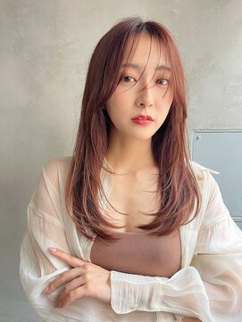 エイミー(Aimee) Aimee 町田 シースルーバング×ピンクブラウン