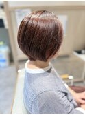 オレンジブラウンショートボブ