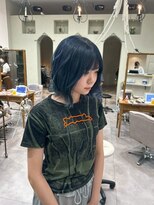 ヘアーワークス ボナ(HAIR WORKS bona.)&nbsp;大人のおしゃれカラー◎深みブルーボブ/ブリーチ/Wカラー