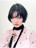 暗めカラーショートグレージュ韓国ヘア_F30554