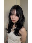 ミディアムヘア暗めカラー/デザインカラー/フェイスフレーミング