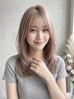 メロウ(mellow)&nbsp;韓国風顔周りレイヤー×ダブルカラーで作る透明感ピンクベージュ
