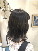 暗髪グレージュ　外ハネボブスタイル☆ スタイリスト西田大樹