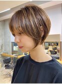 クールショートボブミニボブケアブリーチマッシュベージュカラー