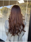 韓国ロング×ペールレッド