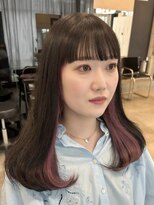 アリュウル 表参道 青山(Allure) ブリーチ有りのピンクインナーカラー×ワイドバング 佐藤