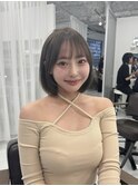 韓国ボブ/髪質改善/顔まわり/ブリーチなし/グレージュ