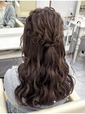 編み込みハーフアップ