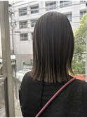 韓国顔まわりレイヤーカットグレージュオリーブベージュブラウン