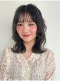 ゆるふわレイヤーパーマ×ダークアッシュ/ミディアムヘアp北浦和
