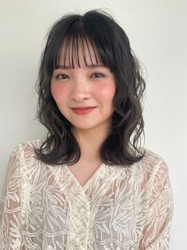 カバーヘア ブリス 北浦和(COVER HAIR bliss) ゆるふわレイヤーパーマ×ダークアッシュ/ミディアムヘアp北浦和