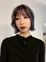 ノラ ヘアーサロン(NORA HAIR SALON)&nbsp;シルバーグレーラベンダーカラー切りっぱなしボブデザインカラー