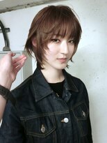ノラ シブヤ(NORA) ★ウルフカットミディアムレイヤーハッシュカット茶髪ショート