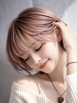 ムーン 仙台一番町店(OON) 丸みショート/ピンクベージュ/ピンクブロンド/小顔カット/仙台