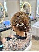 シニヨンアレンジ お呼ばれヘア 結婚式ヘアセット 平塚