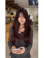 ロアバイチェリーコークウブ(Loa by CHERRY COKE ubu) ロングレイヤーとボルドーカラー