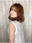 ふわふわパーマ風ミディアム