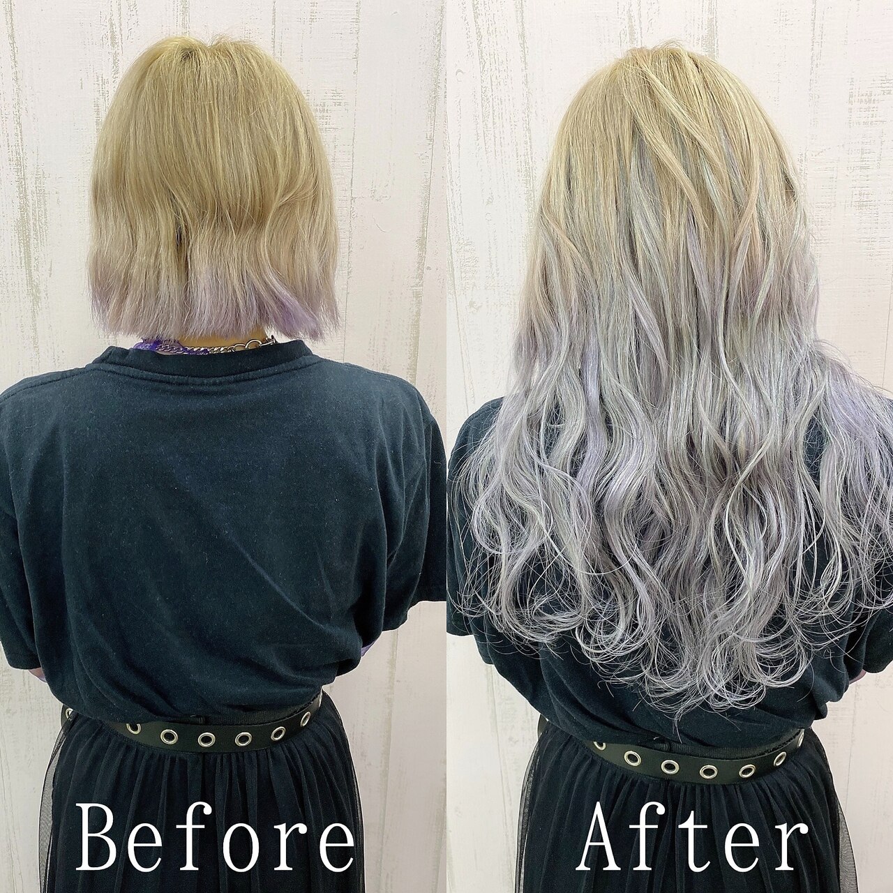 パープルグレー#シールエクステ#ツートンカラー#小顔ヘア#小倉