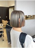 透明感カラーハイトーン 髪質改善ケア 切りっぱなしボブ
