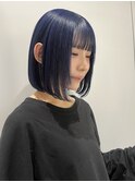 プツッとボブ×ネイビーブルー
