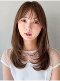 エアリーカール斜めバンググランマッシュモテ髪くびれヘア