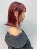 bob(チェリーレッド、ピンク、切りっぱなしボブ)