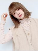 黒髪ココアベージュボブウルフグレージュカラー