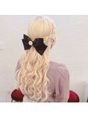 編み込みハーフアップ