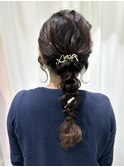 ロング編み下ろし／結婚式お呼ばれヘア/参列ヘア/二次会ヘア
