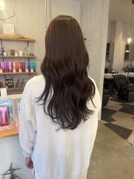 シェル 津山の手店(shel) うる艶ピンクブラウン◎韓国風レイヤーカットくびれミディ