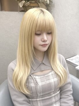 ラルムバイシー 新宿(LARME by Sea) 『Rio』Wカラー×シールエクステ♪ホワイトブロンド/ロングヘア