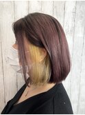 【ボブ】【インナーカラー】ピンクバイオレット