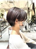 【LA'BO三浦】耳掛けショート×パープルハイライト